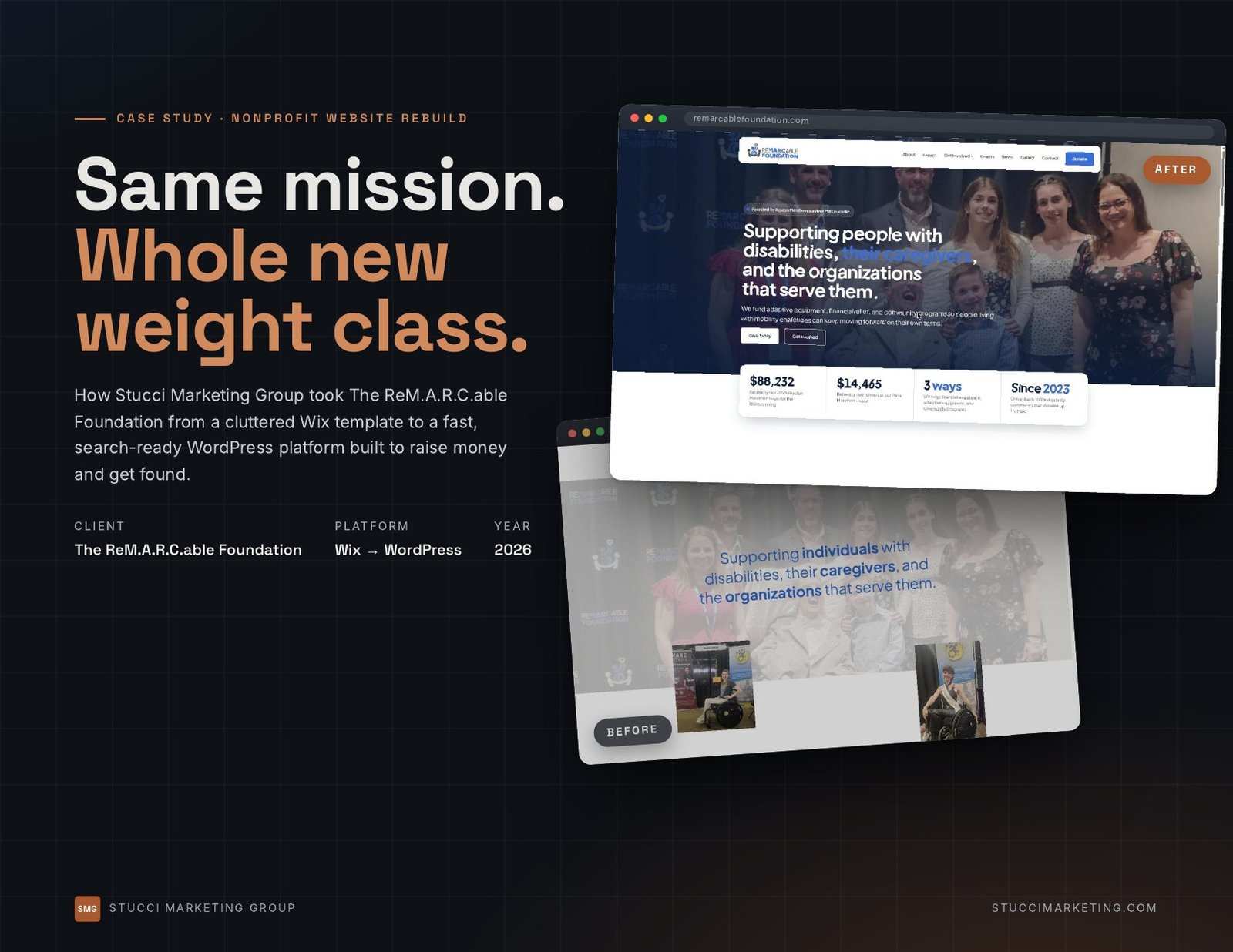 ReM.A.R.C.able Foundation website rebuild case study cover by Stucci Marketing Group